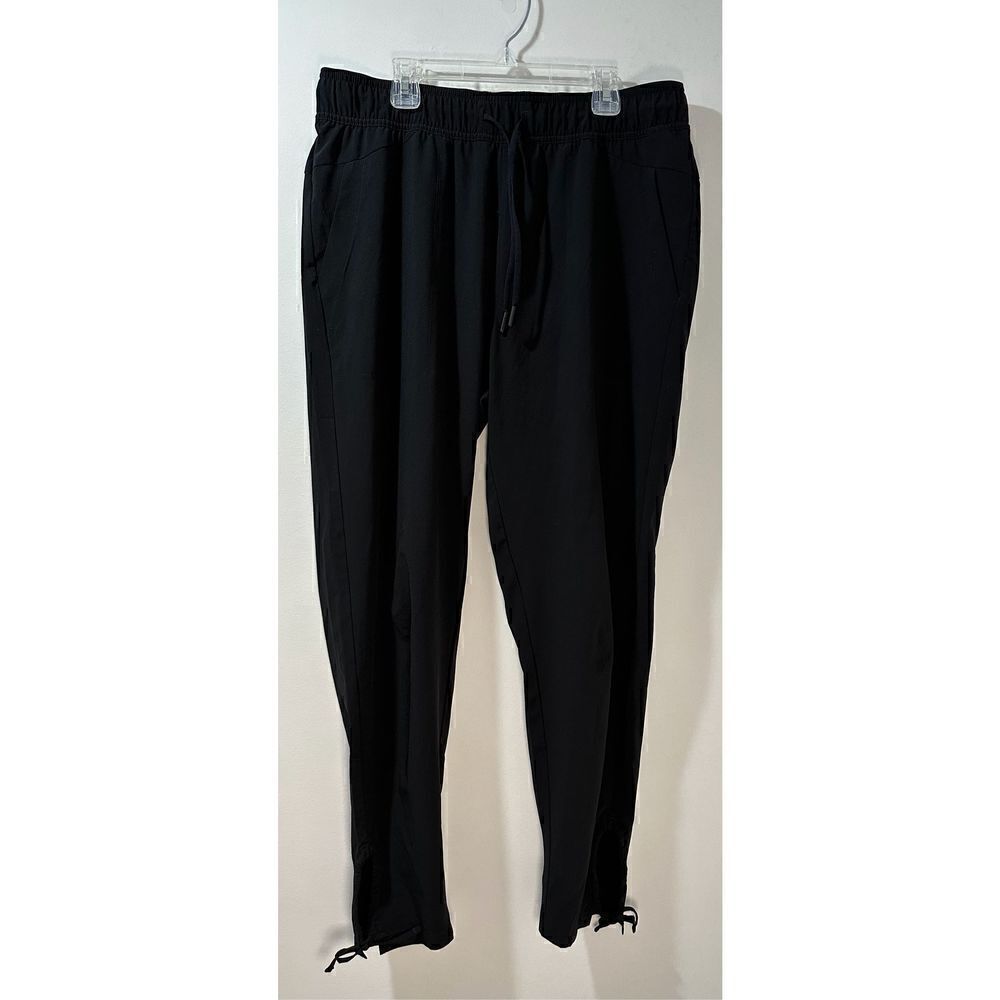 PrAna women’s black pants w/pockets tie bottoms size Large #36-0905